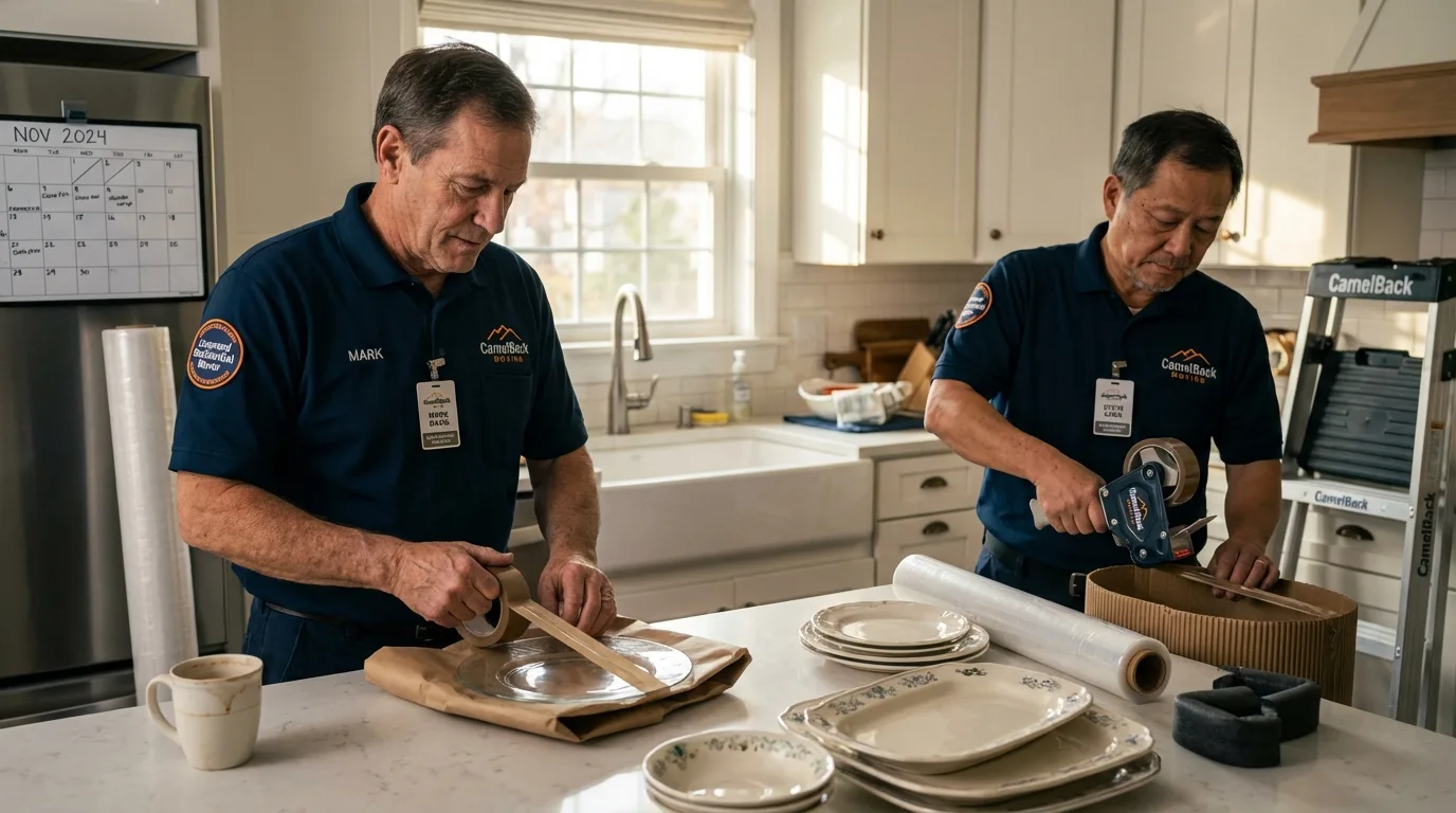 Professional crew packing kitchen dishware in Madison, IN